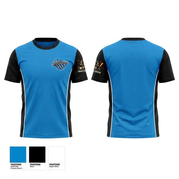 Soft Poly Tee Cotton Like Feel, Troublemakers, Baseball, Teamtime, Team time, sublimation, custom sports apparel, team uniforms, spirit wear, spiritwear, sports uniforms, custom shirts, team store, custom team store, fundraiser sports, apparel fundraiser
