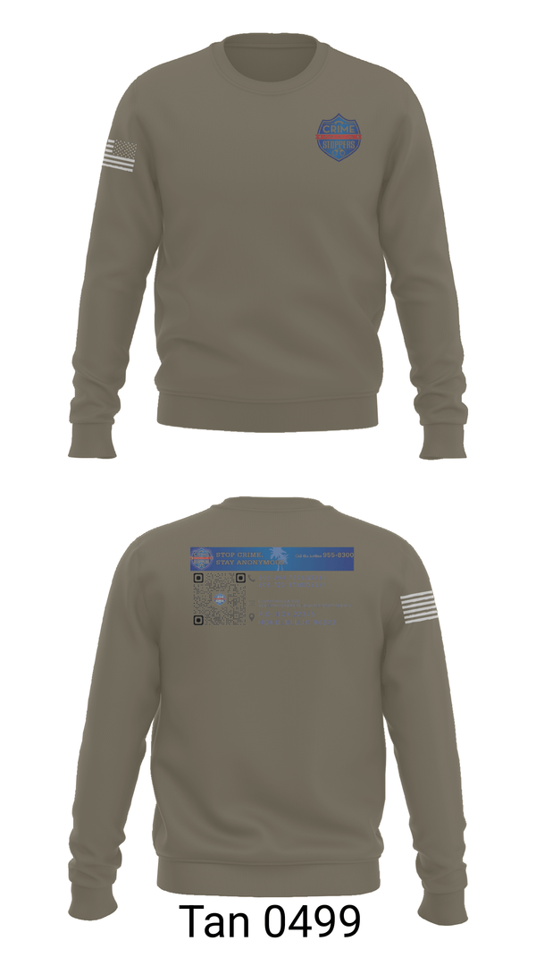 Crew Neck Sweatshirt, CrimeStoppers Honolulu, Police, Teamtime, Team time, sublimation, custom sports apparel, team uniforms, spirit wear, spiritwear, sports uniforms, custom shirts, team store, custom team store, fundraiser sports, apparel fundraiser
