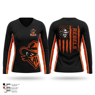 Womens Long Sleeve Vneck Shirt, AV Rebels, , Teamtime, Team time, sublimation, custom sports apparel, team uniforms, spirit wear, spiritwear, sports uniforms, custom shirts, team store, custom team store, fundraiser sports, apparel fundraiser