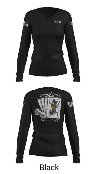 Womens Long Sleeve Vneck Shirt, Bravo Company 532ND Military Battalion, , Teamtime, Team time, sublimation, custom sports apparel, team uniforms, spirit wear, spiritwear, sports uniforms, custom shirts, team store, custom team store, fundraiser sports, apparel fundraiser