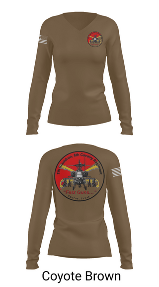 Womens Long Sleeve Vneck Shirt, 7th Squadron, Sixth Cavalry Regiment, , Teamtime, Team time, sublimation, custom sports apparel, team uniforms, spirit wear, spiritwear, sports uniforms, custom shirts, team store, custom team store, fundraiser sports, apparel fundraiser