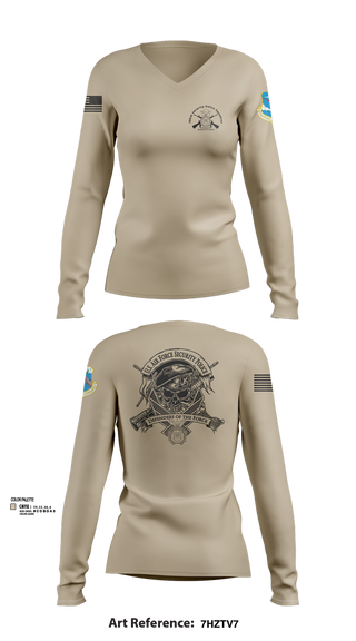 Womens Long Sleeve Vneck Shirt, 380th Security Police Squadron, , Teamtime, Team time, sublimation, custom sports apparel, team uniforms, spirit wear, spiritwear, sports uniforms, custom shirts, team store, custom team store, fundraiser sports, apparel fundraiser