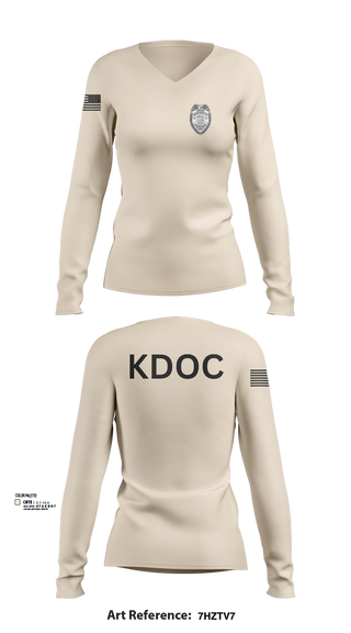 Womens Long Sleeve Vneck Shirt, KDOC, Police, Teamtime, Team time, sublimation, custom sports apparel, team uniforms, spirit wear, spiritwear, sports uniforms, custom shirts, team store, custom team store, fundraiser sports, apparel fundraiser