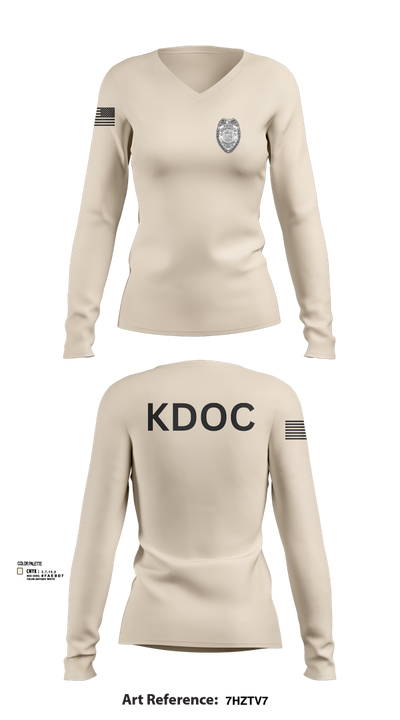 KDOC 70692063 Women's Long Sleeve V-neck Shirt - 102