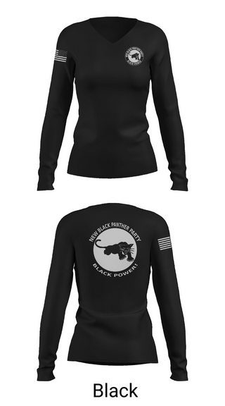 Womens Long Sleeve Vneck Shirt, New Black Panther Party, Army, Teamtime, Team time, sublimation, custom sports apparel, team uniforms, spirit wear, spiritwear, sports uniforms, custom shirts, team store, custom team store, fundraiser sports, apparel fundraiser