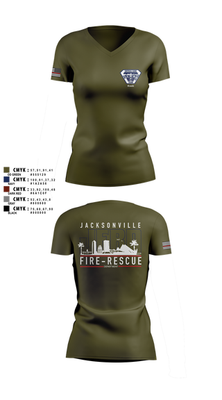 Womens Short Sleeve Vneck Shirt, JFRD Critical Care Team, Fire Department, Teamtime, Team time, sublimation, custom sports apparel, team uniforms, spirit wear, spiritwear, sports uniforms, custom shirts, team store, custom team store, fundraiser sports, apparel fundraiser