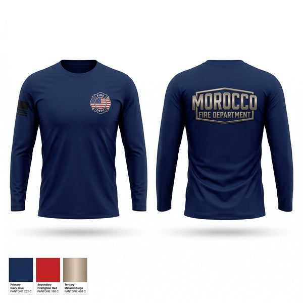 Long Sleeve Performance Shirt, Morocco Fire Department, Fire Department, Teamtime, Team time, sublimation, custom sports apparel, team uniforms, spirit wear, spiritwear, sports uniforms, custom shirts, team store, custom team store, fundraiser sports, apparel fundraiser