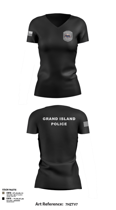 Grand Island Police Department 91612603 Women's Short Sleeve V-neck Shirt - 34