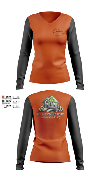 Womens Long Sleeve Vneck Shirt, Celina Home Services LLC, Men's Soccer, Teamtime, Team time, sublimation, custom sports apparel, team uniforms, spirit wear, spiritwear, sports uniforms, custom shirts, team store, custom team store, fundraiser sports, apparel fundraiser