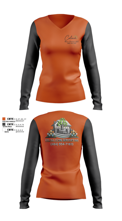 Celina Home Services LLC Women's Long Sleeve V-neck Shirt - 100