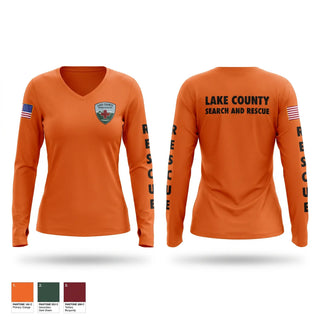 Womens Long Sleeve Vneck Shirt, Lake County Search and Rescue (Colorado), EMS/EMT, Teamtime, Team time, sublimation, custom sports apparel, team uniforms, spirit wear, spiritwear, sports uniforms, custom shirts, team store, custom team store, fundraiser sports, apparel fundraiser