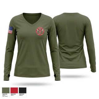 Womens Long Sleeve Vneck Shirt, Seven Springs, Fire Department, Teamtime, Team time, sublimation, custom sports apparel, team uniforms, spirit wear, spiritwear, sports uniforms, custom shirts, team store, custom team store, fundraiser sports, apparel fundraiser