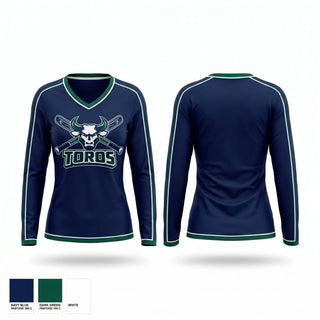 Womens Long Sleeve Vneck Shirt, Morgan hill Toros 10u, Baseball, Teamtime, Team time, sublimation, custom sports apparel, team uniforms, spirit wear, spiritwear, sports uniforms, custom shirts, team store, custom team store, fundraiser sports, apparel fundraiser
