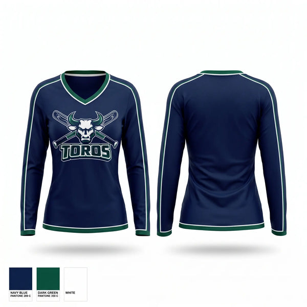 Womens Long Sleeve Vneck Shirt, Morgan hill Toros 10u, Baseball, Teamtime, Team time, sublimation, custom sports apparel, team uniforms, spirit wear, spiritwear, sports uniforms, custom shirts, team store, custom team store, fundraiser sports, apparel fundraiser