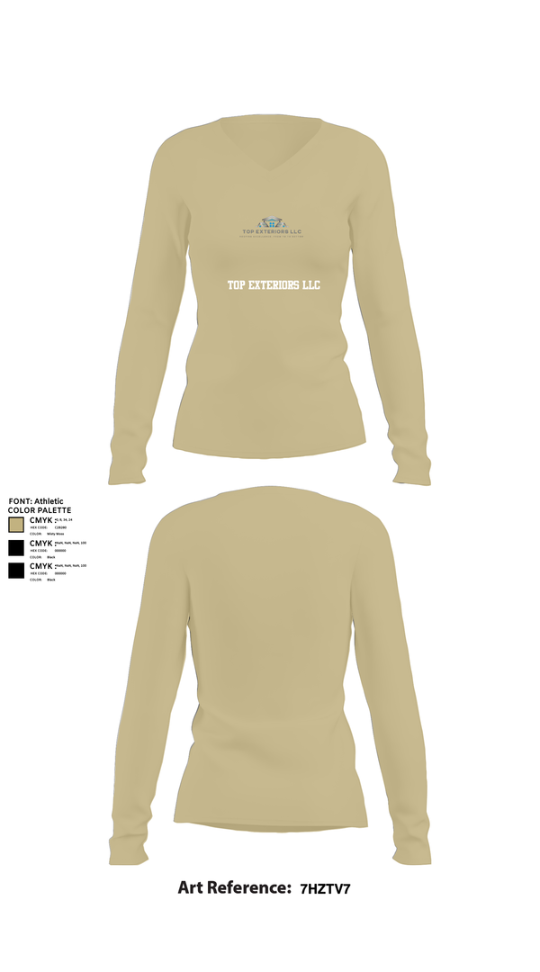 Womens Long Sleeve Vneck Shirt, Top Exteriors LLC, , Teamtime, Team time, sublimation, custom sports apparel, team uniforms, spirit wear, spiritwear, sports uniforms, custom shirts, team store, custom team store, fundraiser sports, apparel fundraiser