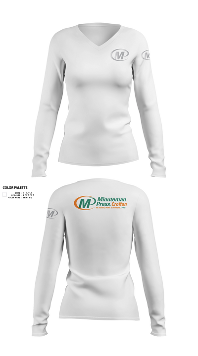 Minuteman Press Crofton Women's Long Sleeve V-neck Shirt - 21