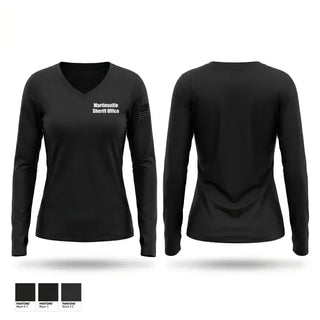 Womens Long Sleeve Vneck Shirt, Martinsville Sheriff Office, Police, Teamtime, Team time, sublimation, custom sports apparel, team uniforms, spirit wear, spiritwear, sports uniforms, custom shirts, team store, custom team store, fundraiser sports, apparel fundraiser