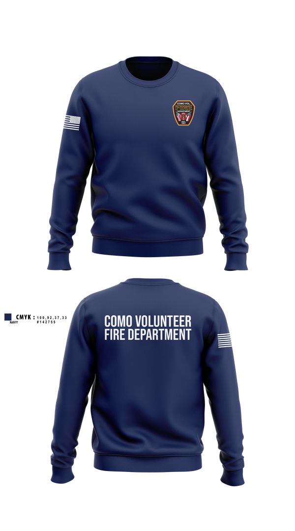 Crew Neck Sweatshirt, Como Volunteer Fire Department, Fire Department, Teamtime, Team time, sublimation, custom sports apparel, team uniforms, spirit wear, spiritwear, sports uniforms, custom shirts, team store, custom team store, fundraiser sports, apparel fundraiser