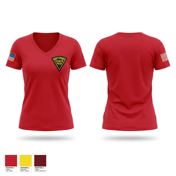 Womens Short Sleeve Vneck Shirt, West Virginia State Police, Police, Teamtime, Team time, sublimation, custom sports apparel, team uniforms, spirit wear, spiritwear, sports uniforms, custom shirts, team store, custom team store, fundraiser sports, apparel fundraiser