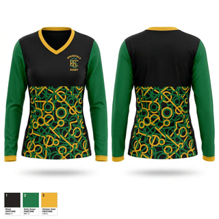Womens Long Sleeve Vneck Shirt, Springfield Rifles Rugby Football Club, Rugby, Teamtime, Team time, sublimation, custom sports apparel, team uniforms, spirit wear, spiritwear, sports uniforms, custom shirts, team store, custom team store, fundraiser sports, apparel fundraiser