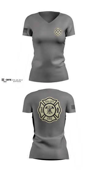 Womens Short Sleeve Vneck Shirt, tiff city, Fire Department, Teamtime, Team time, sublimation, custom sports apparel, team uniforms, spirit wear, spiritwear, sports uniforms, custom shirts, team store, custom team store, fundraiser sports, apparel fundraiser