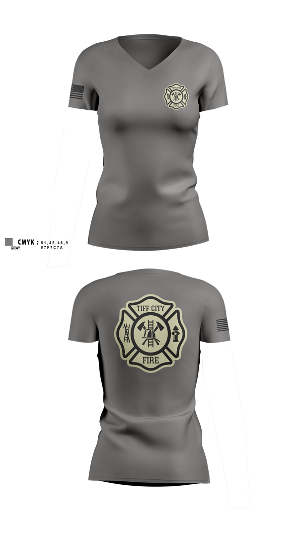 tiff city Women's Short Sleeve V-neck Shirt - 5