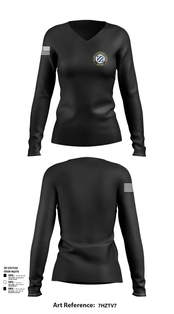 Womens Long Sleeve Vneck Shirt, 3rd Infantry Division, , Teamtime, Team time, sublimation, custom sports apparel, team uniforms, spirit wear, spiritwear, sports uniforms, custom shirts, team store, custom team store, fundraiser sports, apparel fundraiser