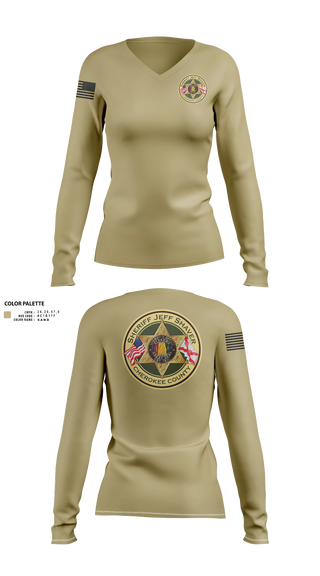Womens Long Sleeve Vneck Shirt, Cherokee County Sheriff’s Office, Police, Teamtime, Team time, sublimation, custom sports apparel, team uniforms, spirit wear, spiritwear, sports uniforms, custom shirts, team store, custom team store, fundraiser sports, apparel fundraiser