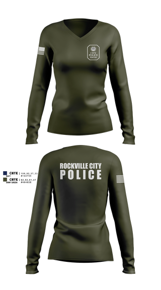 Womens Long Sleeve Vneck Shirt, Rockville City Police, Police, Teamtime, Team time, sublimation, custom sports apparel, team uniforms, spirit wear, spiritwear, sports uniforms, custom shirts, team store, custom team store, fundraiser sports, apparel fundraiser