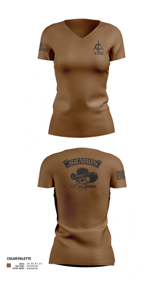 Womens Short Sleeve Vneck Shirt, 2/C Sicarios, Army, Teamtime, Team time, sublimation, custom sports apparel, team uniforms, spirit wear, spiritwear, sports uniforms, custom shirts, team store, custom team store, fundraiser sports, apparel fundraiser
