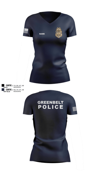 Womens Short Sleeve Vneck Shirt, Greenbelt Police Department, Police, Teamtime, Team time, sublimation, custom sports apparel, team uniforms, spirit wear, spiritwear, sports uniforms, custom shirts, team store, custom team store, fundraiser sports, apparel fundraiser