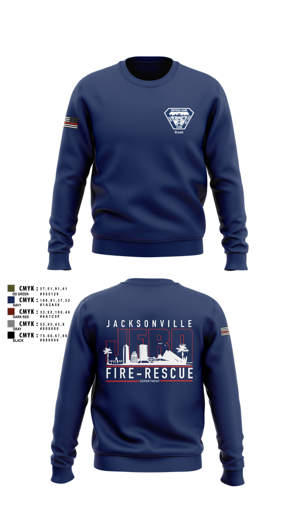 Crew Neck Sweatshirt, JFRD Critical Care Team, Fire Department, Teamtime, Team time, sublimation, custom sports apparel, team uniforms, spirit wear, spiritwear, sports uniforms, custom shirts, team store, custom team store, fundraiser sports, apparel fundraiser
