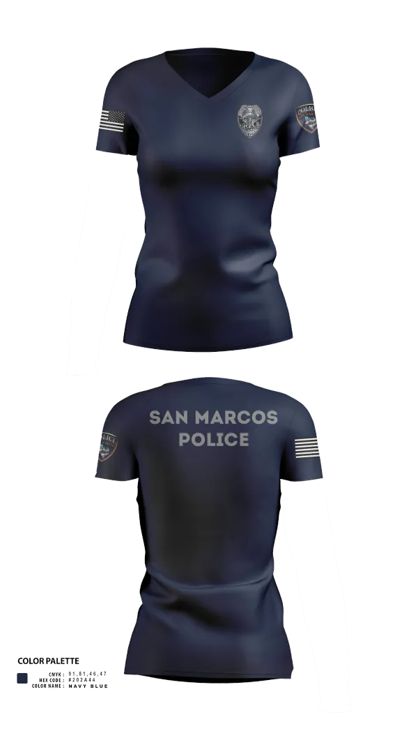 Womens Short Sleeve Vneck Shirt, San marcos police - field force, Police, Teamtime, Team time, sublimation, custom sports apparel, team uniforms, spirit wear, spiritwear, sports uniforms, custom shirts, team store, custom team store, fundraiser sports, apparel fundraiser