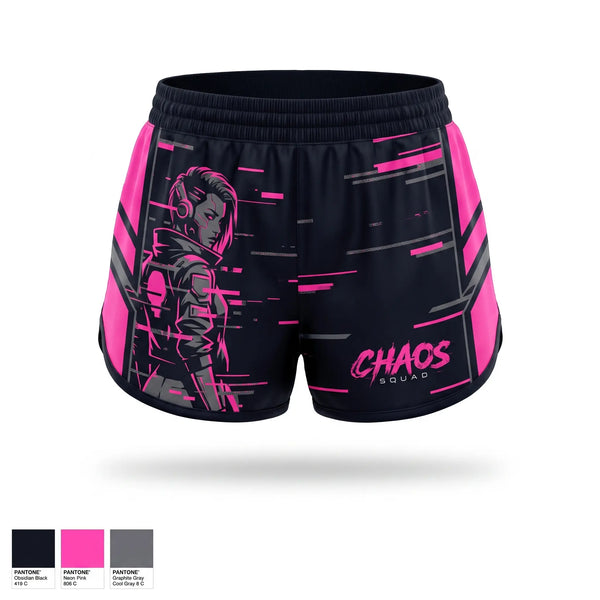 Womens Shorts, Chaos squad 02, E-Sports, Teamtime, Team time, sublimation, custom sports apparel, team uniforms, spirit wear, spiritwear, sports uniforms, custom shirts, team store, custom team store, fundraiser sports, apparel fundraiser