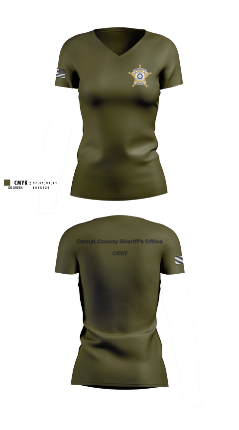 Womens Short Sleeve Vneck Shirt, Comal County Sheriff’s Office, Police, Teamtime, Team time, sublimation, custom sports apparel, team uniforms, spirit wear, spiritwear, sports uniforms, custom shirts, team store, custom team store, fundraiser sports, apparel fundraiser