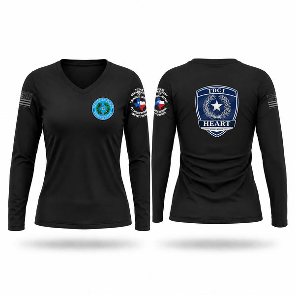 Womens Long Sleeve Vneck Shirt, TDCJ, Police, Teamtime, Team time, sublimation, custom sports apparel, team uniforms, spirit wear, spiritwear, sports uniforms, custom shirts, team store, custom team store, fundraiser sports, apparel fundraiser