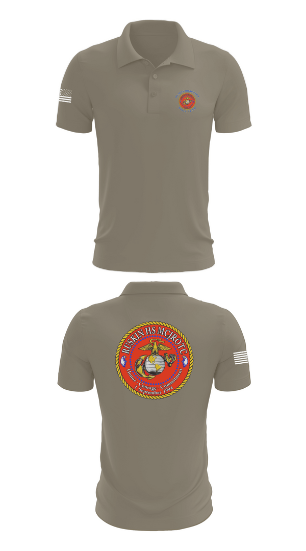 Short Sleeve Performance Polo, Ruskin Highschool MCJROTC drill team, Marines, Teamtime, Team time, sublimation, custom sports apparel, team uniforms, spirit wear, spiritwear, sports uniforms, custom shirts, team store, custom team store, fundraiser sports, apparel fundraiser