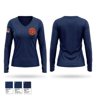 Womens Long Sleeve Vneck Shirt, NEW HAVEN - BERGER FIRE DISTRICT, Fire Department, Teamtime, Team time, sublimation, custom sports apparel, team uniforms, spirit wear, spiritwear, sports uniforms, custom shirts, team store, custom team store, fundraiser sports, apparel fundraiser
