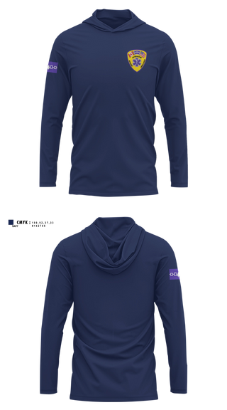 Long Sleeve hooded sunshirt, Akwesasne Mohawk Ambulance, EMS/EMT, Teamtime, Team time, sublimation, custom sports apparel, team uniforms, spirit wear, spiritwear, sports uniforms, custom shirts, team store, custom team store, fundraiser sports, apparel fundraiser