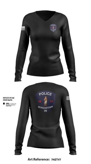 Womens Long Sleeve Vneck Shirt, Morgantown Police Department, Police, Teamtime, Team time, sublimation, custom sports apparel, team uniforms, spirit wear, spiritwear, sports uniforms, custom shirts, team store, custom team store, fundraiser sports, apparel fundraiser