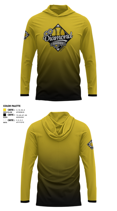 Diamond Daisies Long Sleeve Performance Shirt with hood - 2