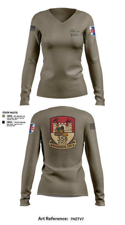 358 EVCC 70484950 (tan 499)  Women's Long Sleeve V-neck Shirt - 5