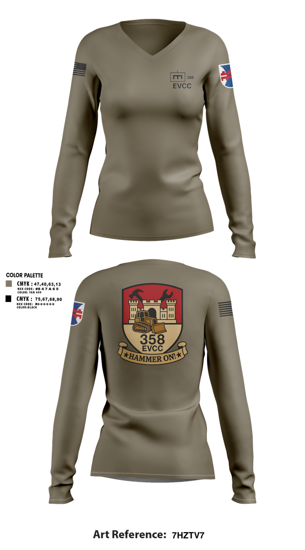 Womens Long Sleeve Vneck Shirt, 358 EVCC, , Teamtime, Team time, sublimation, custom sports apparel, team uniforms, spirit wear, spiritwear, sports uniforms, custom shirts, team store, custom team store, fundraiser sports, apparel fundraiser