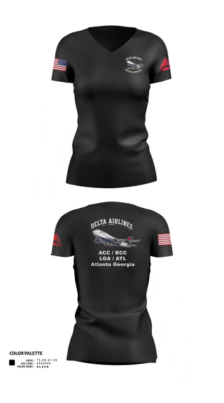 Womens Short Sleeve Vneck Shirt, Delta Airlines, , Teamtime, Team time, sublimation, custom sports apparel, team uniforms, spirit wear, spiritwear, sports uniforms, custom shirts, team store, custom team store, fundraiser sports, apparel fundraiser