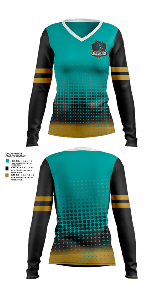 Womens Long Sleeve Vneck Shirt, southeast Jaguars, , Teamtime, Team time, sublimation, custom sports apparel, team uniforms, spirit wear, spiritwear, sports uniforms, custom shirts, team store, custom team store, fundraiser sports, apparel fundraiser