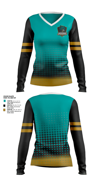 southeast Jaguars 26594681 Women's Long Sleeve V-neck Shirt - 1
