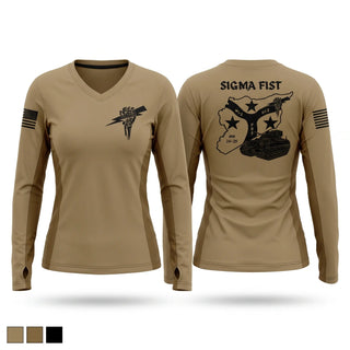 Womens Long Sleeve Vneck Shirt, 1/115th FA HHB DET 1, Army, Teamtime, Team time, sublimation, custom sports apparel, team uniforms, spirit wear, spiritwear, sports uniforms, custom shirts, team store, custom team store, fundraiser sports, apparel fundraiser