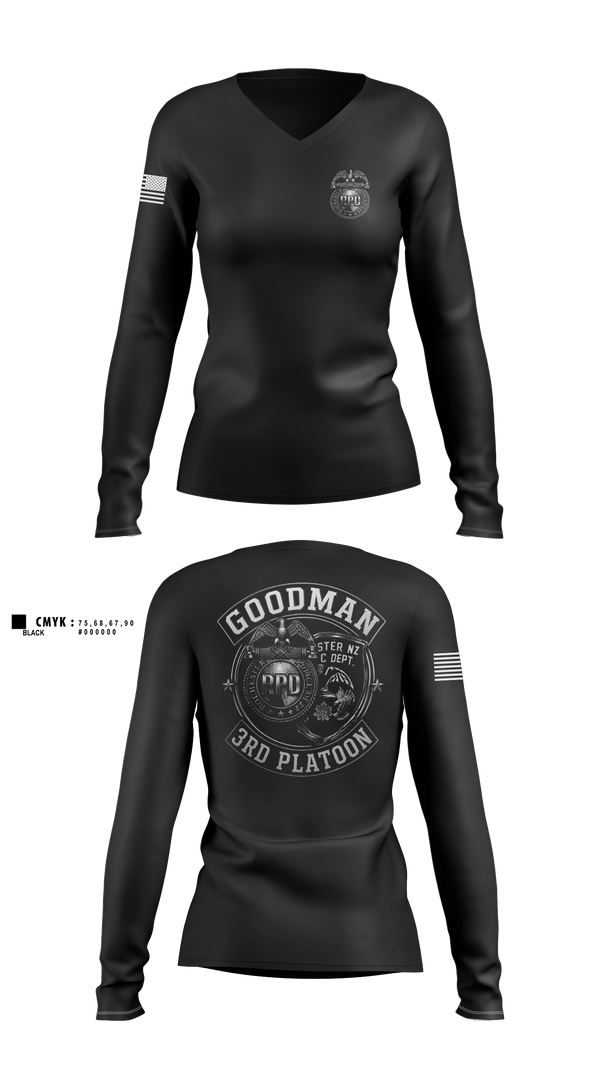 Womens Long Sleeve Vneck Shirt, RPD, Police, Teamtime, Team time, sublimation, custom sports apparel, team uniforms, spirit wear, spiritwear, sports uniforms, custom shirts, team store, custom team store, fundraiser sports, apparel fundraiser