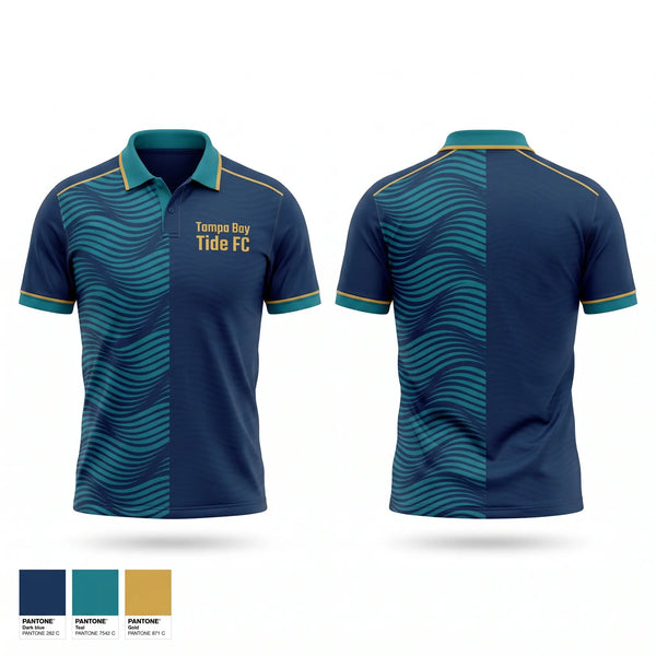 Short Sleeve Performance Polo, Tampa Bay Tide FC, Men's Soccer, Teamtime, Team time, sublimation, custom sports apparel, team uniforms, spirit wear, spiritwear, sports uniforms, custom shirts, team store, custom team store, fundraiser sports, apparel fundraiser