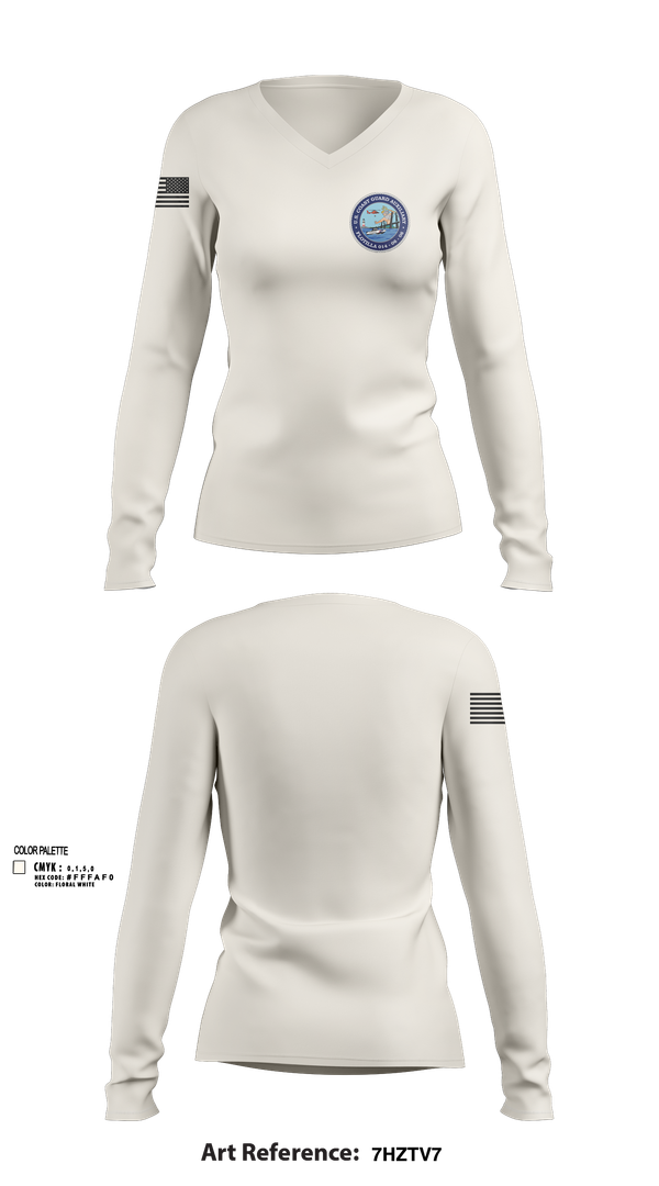 Womens Long Sleeve Vneck Shirt, Tarrytown Flotilla 014-06-06, Coast Guard, Teamtime, Team time, sublimation, custom sports apparel, team uniforms, spirit wear, spiritwear, sports uniforms, custom shirts, team store, custom team store, fundraiser sports, apparel fundraiser